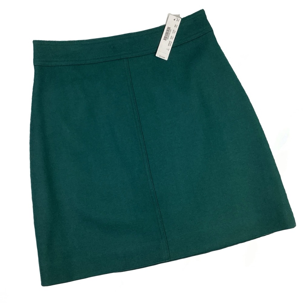 J. Crew NWOT Pine Green Lined Short Wool Pencil Skirt. Size 2